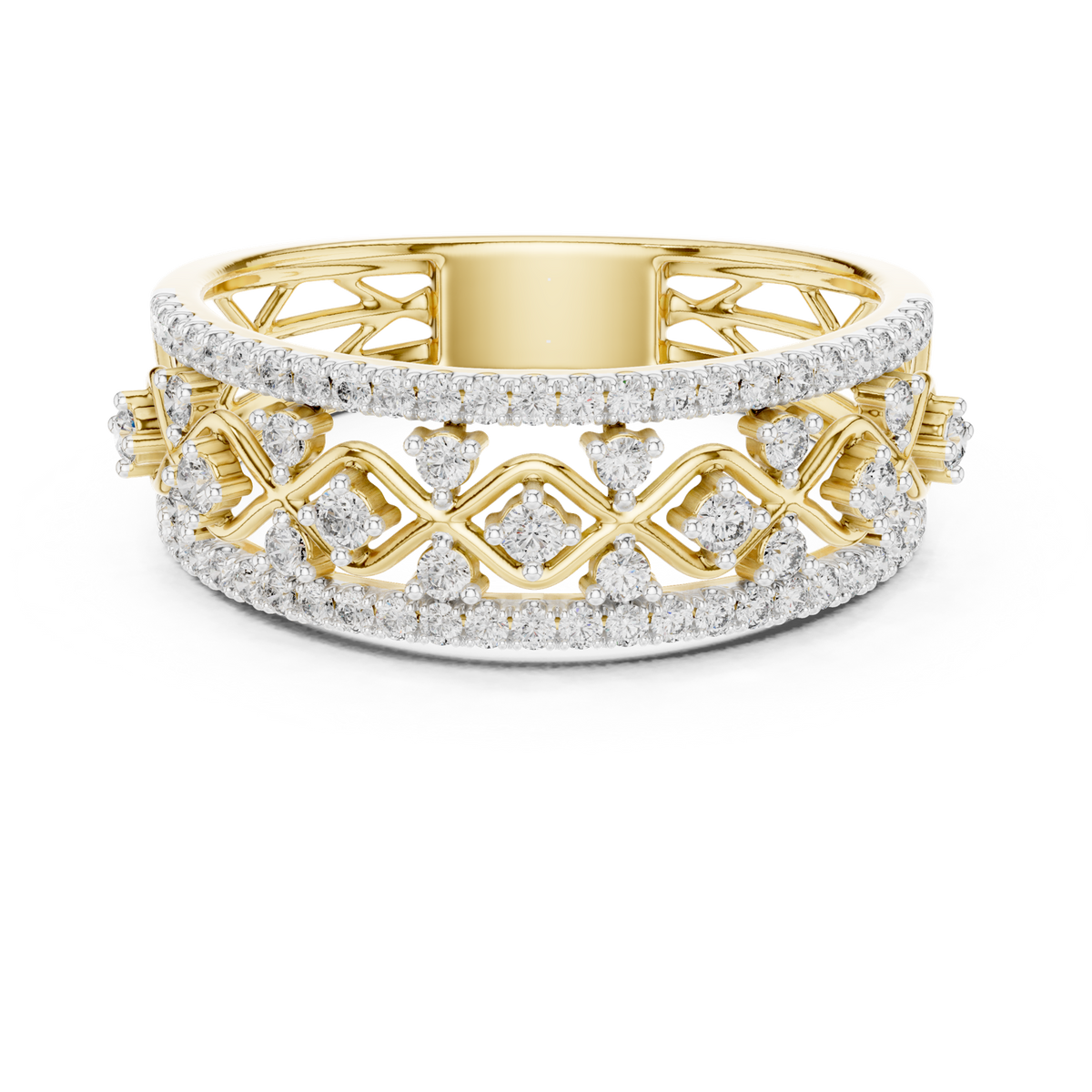 14K Solid Gold Lab Diamond Eternity Ring, Yellow Gold