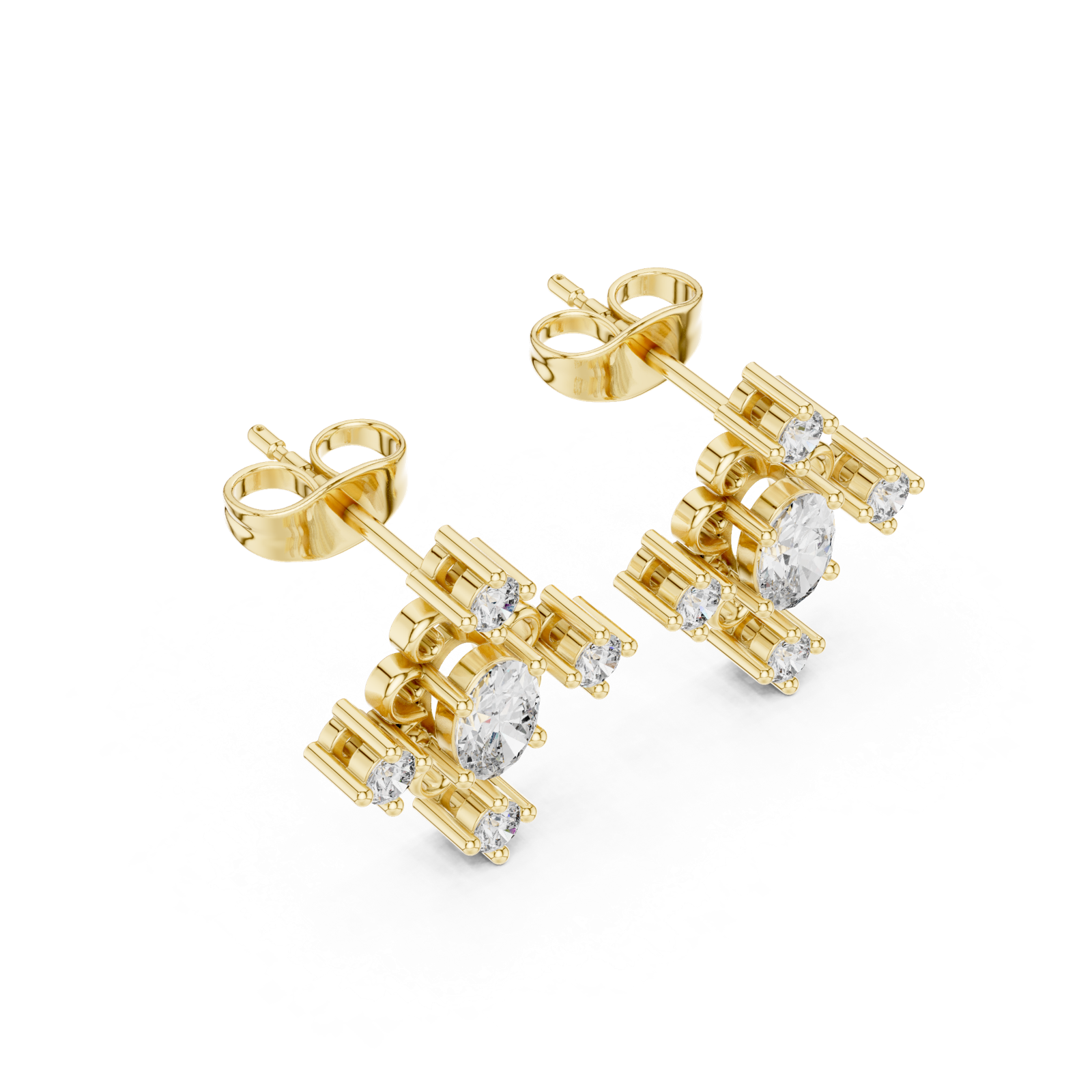 Gold Earrings AGDER-350, Yellow Gold, view 2