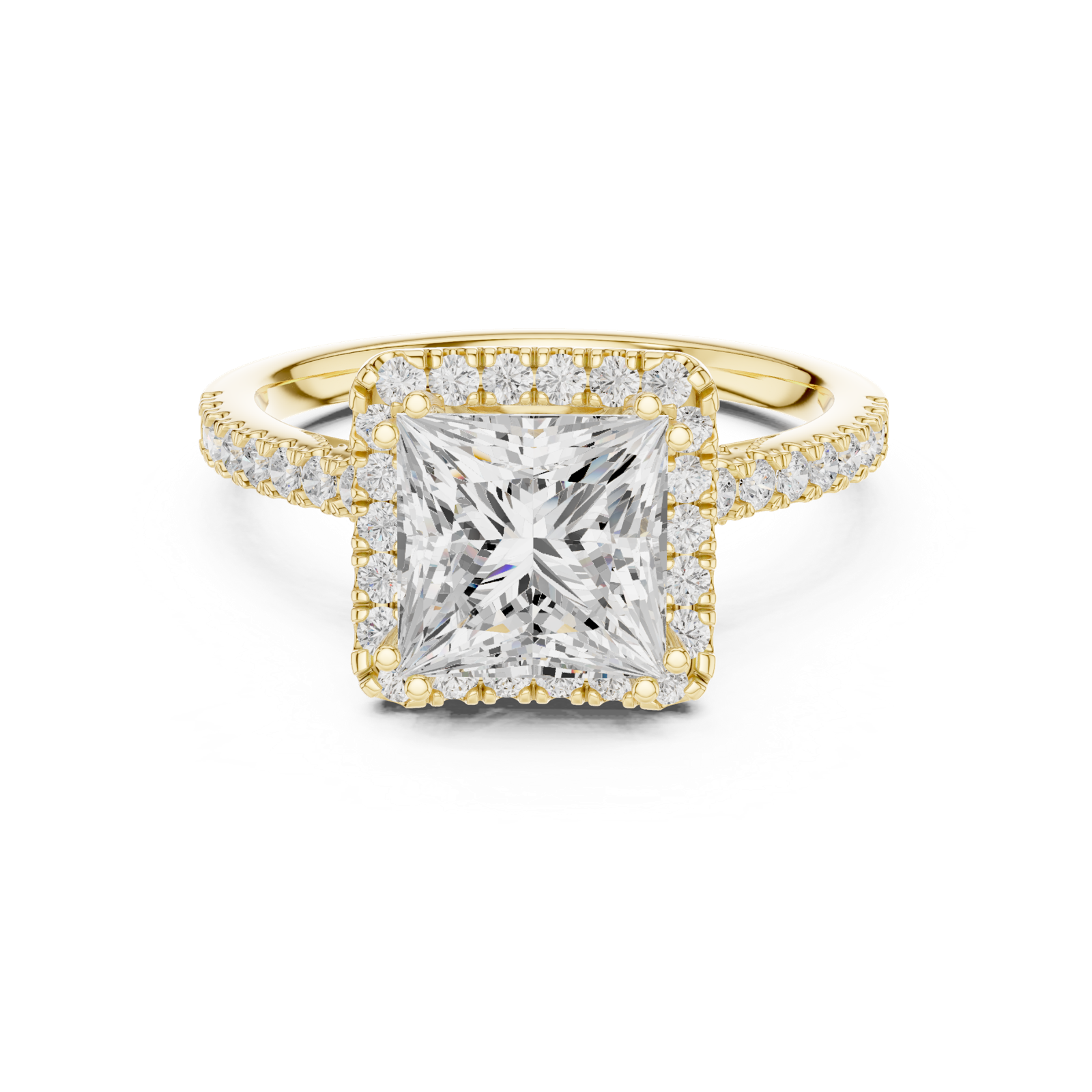 Gold Ring DDLR-255, Princess center stone, Yellow Gold, view 4