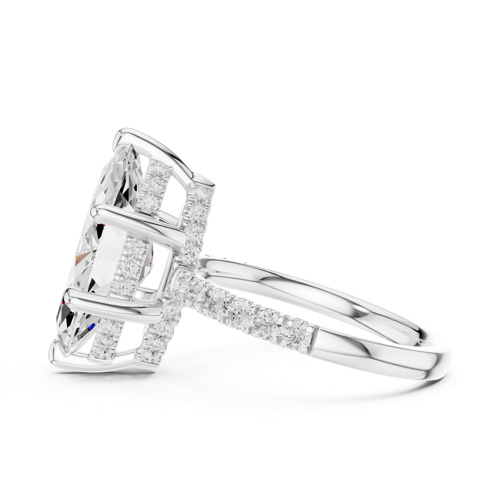 Gold Ring DDLR-259, Marquise center stone, White Gold, view 3