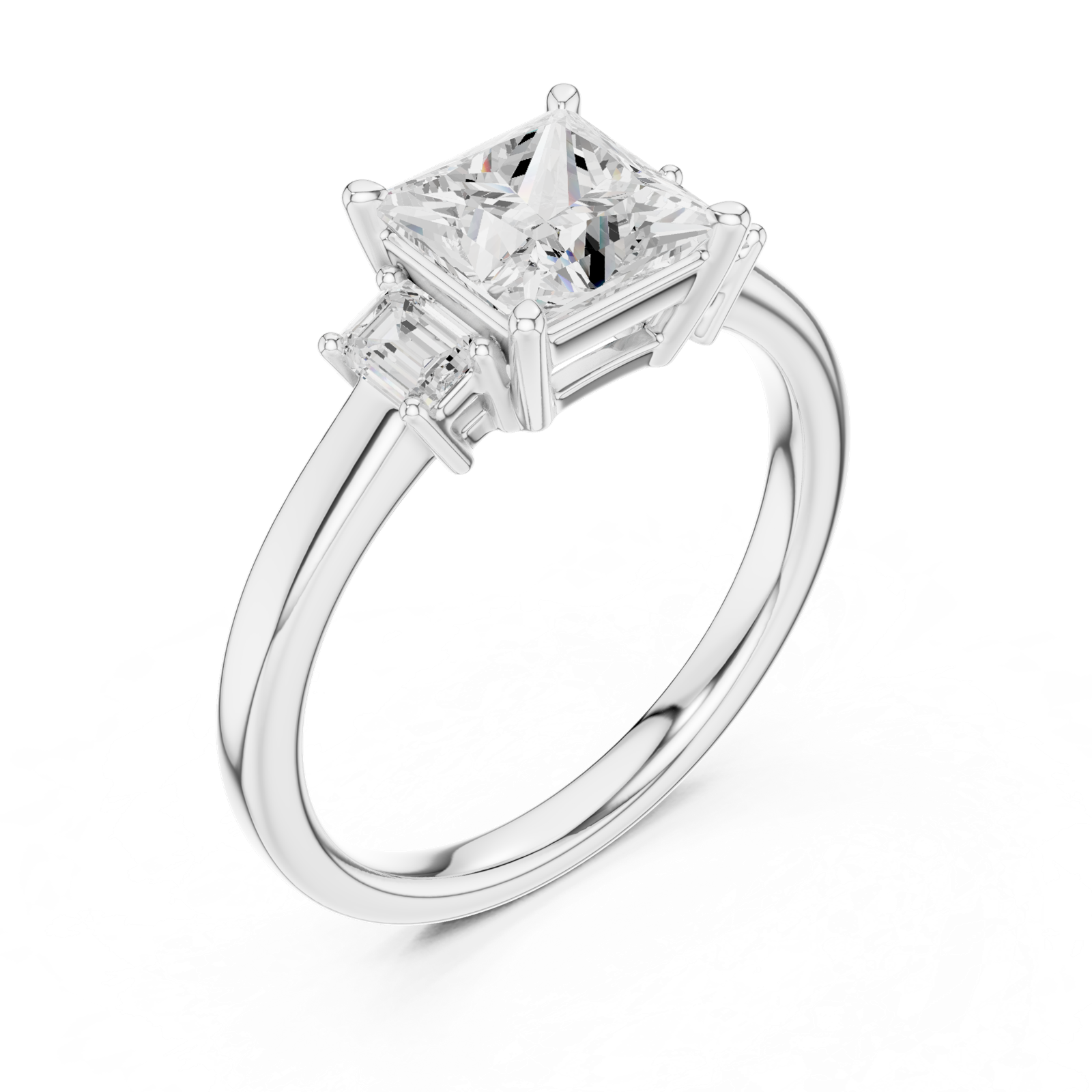 Gold Ring DDLR-038, Pear center stone, White Gold, view 2