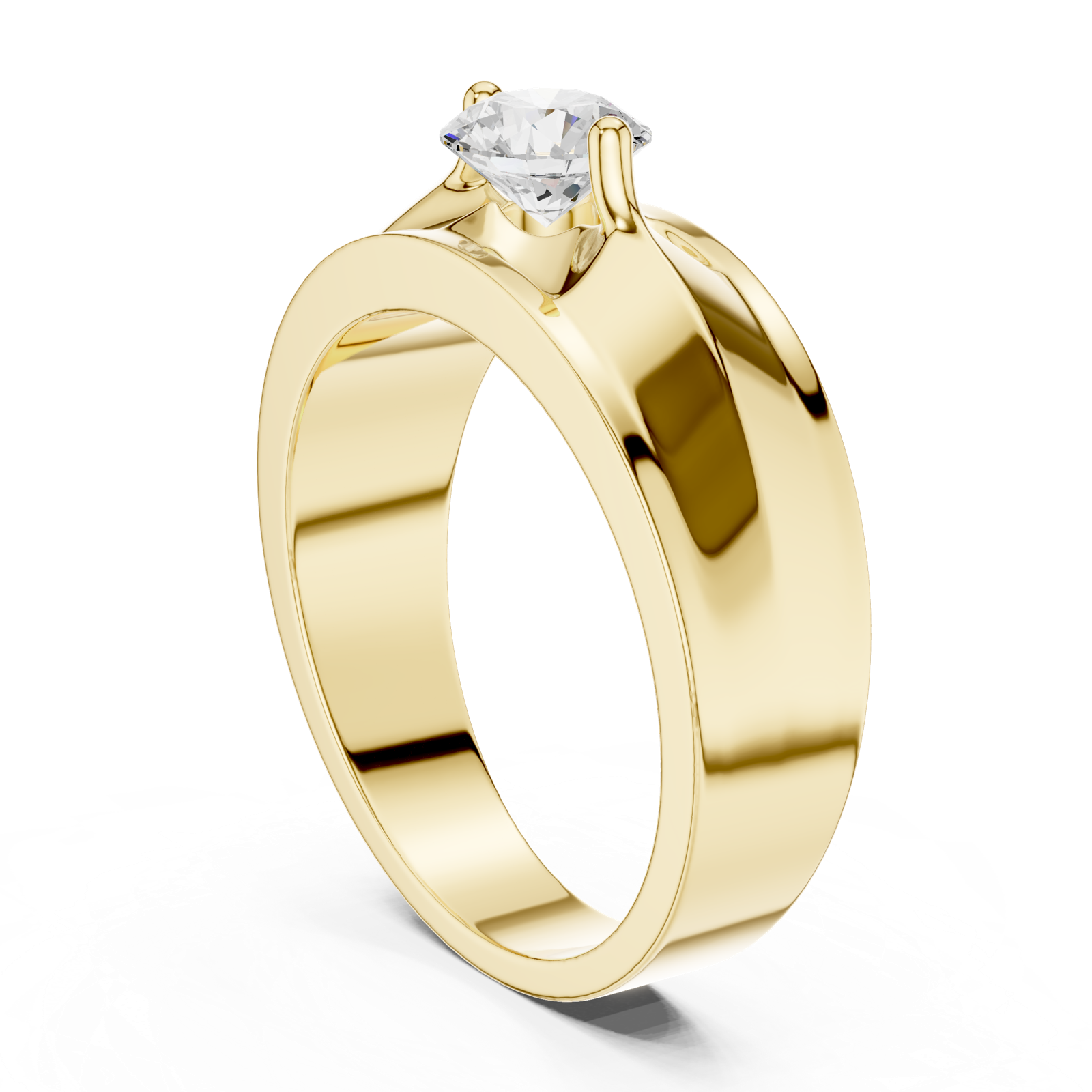14K Solid Gold Lab Diamond Solitaire Ring, Yellow Gold, view 1