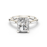 Gold Ring DDLR-175, Radiant center stone, White Gold