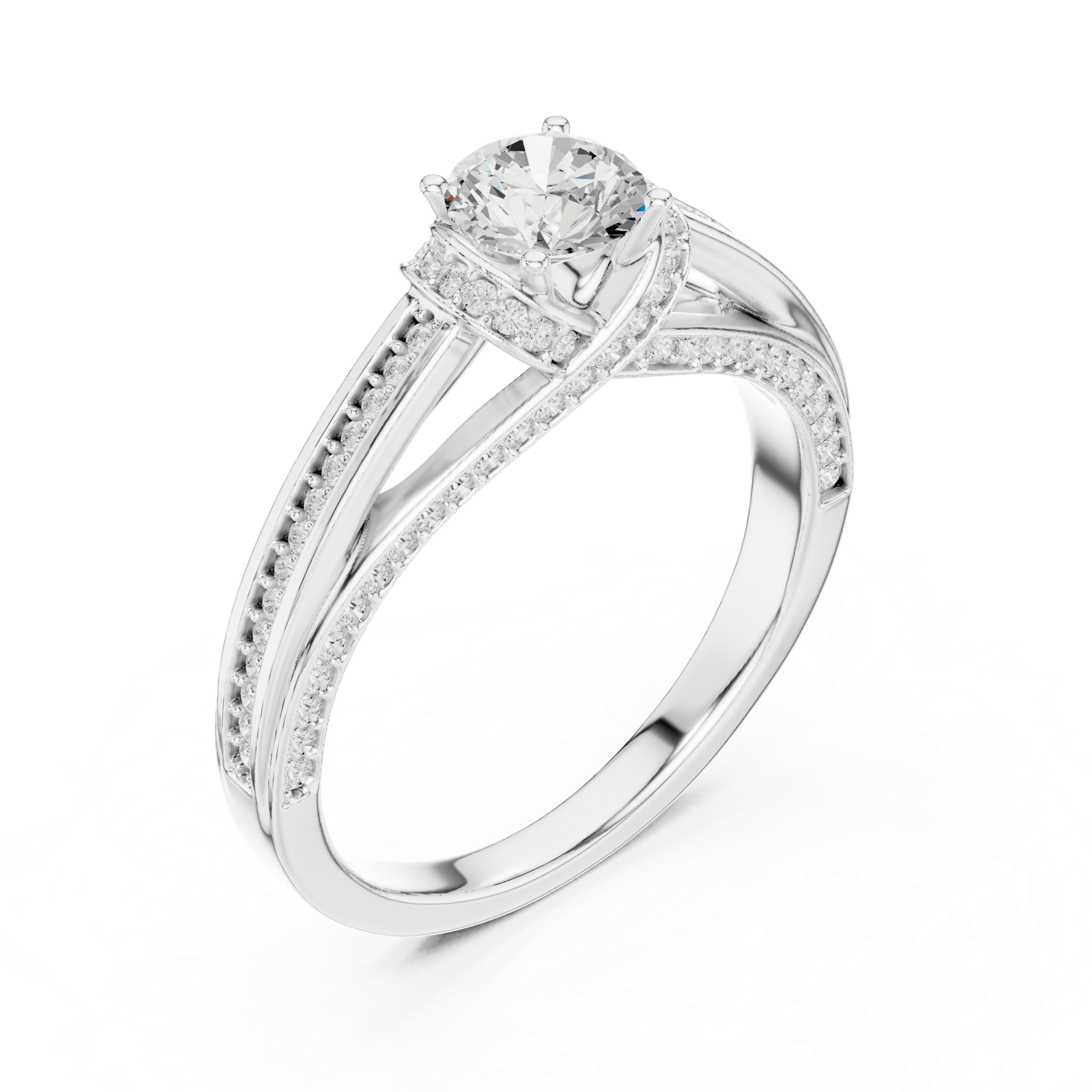 Gold Ring LR-0304, White Gold, view 2