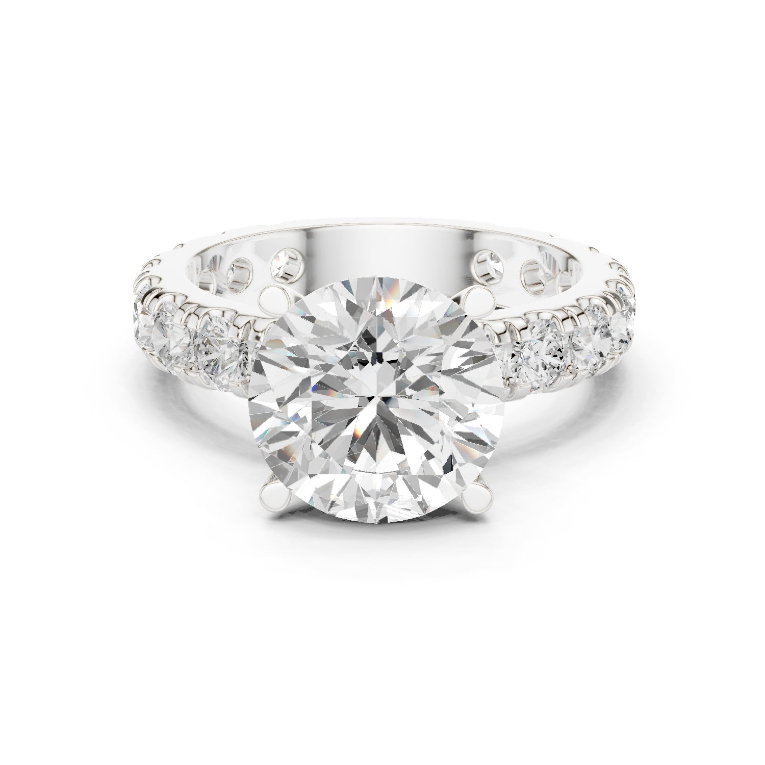 Gold Jewelry L35-63, Round center stone, White Gold