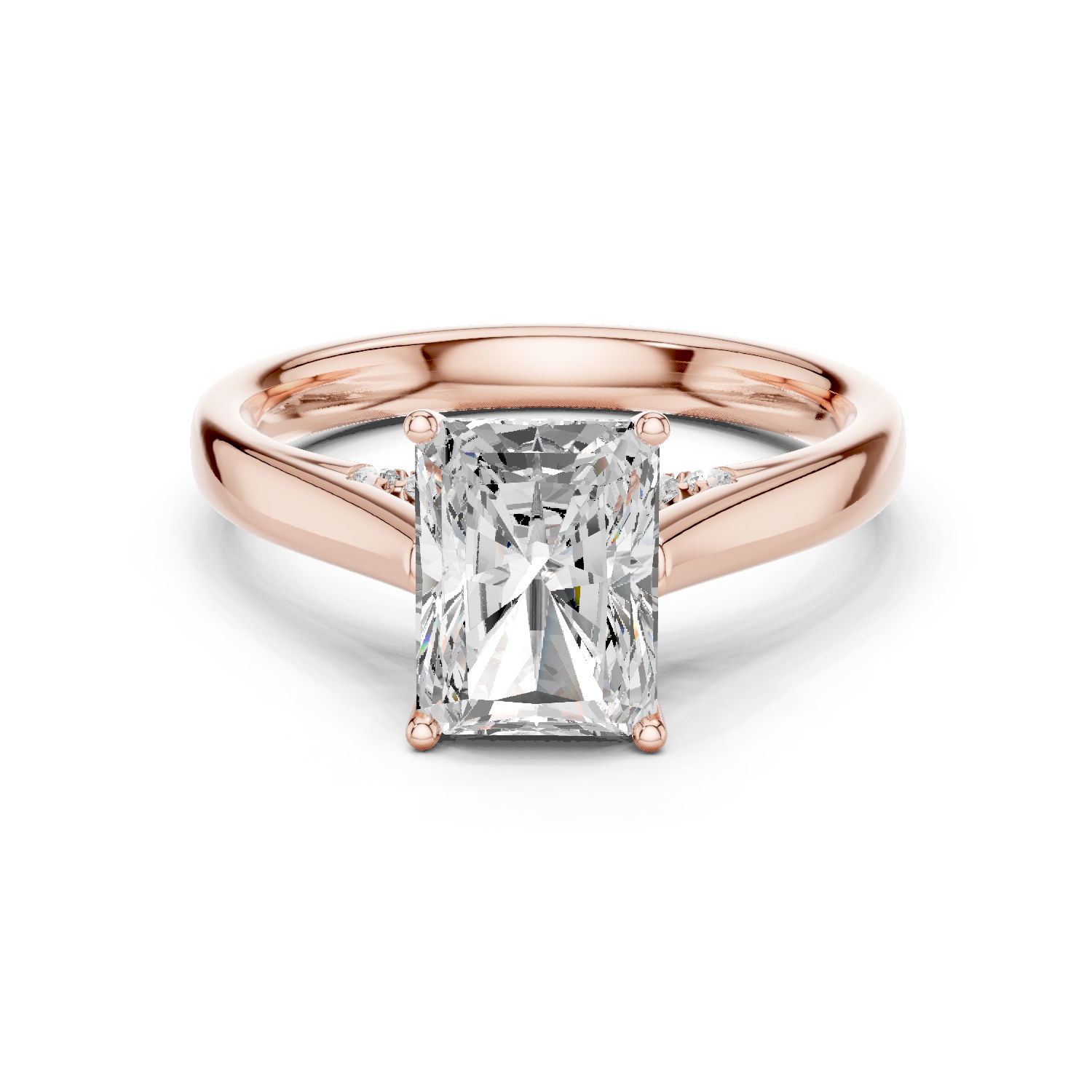 Gold Jewelry L36-18, Radiant center stone, Rose Gold