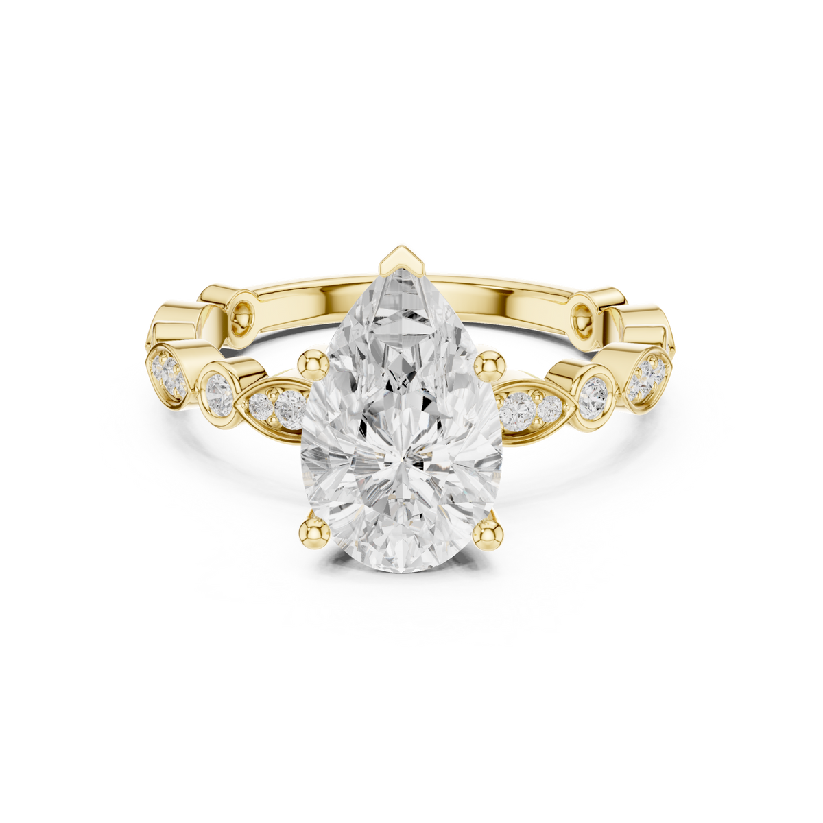 14K Solid Gold Lab Diamond Twist Ring, Yellow Gold