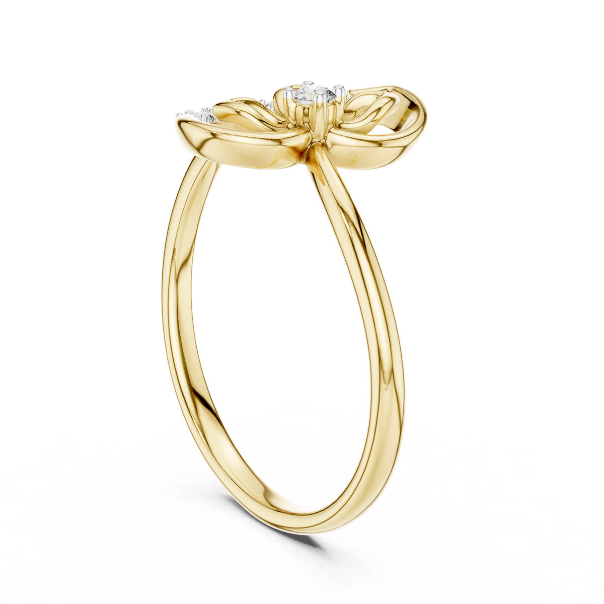 14K Solid Gold Lab Diamond Heart Cluster Ring, Yellow Gold, view 1