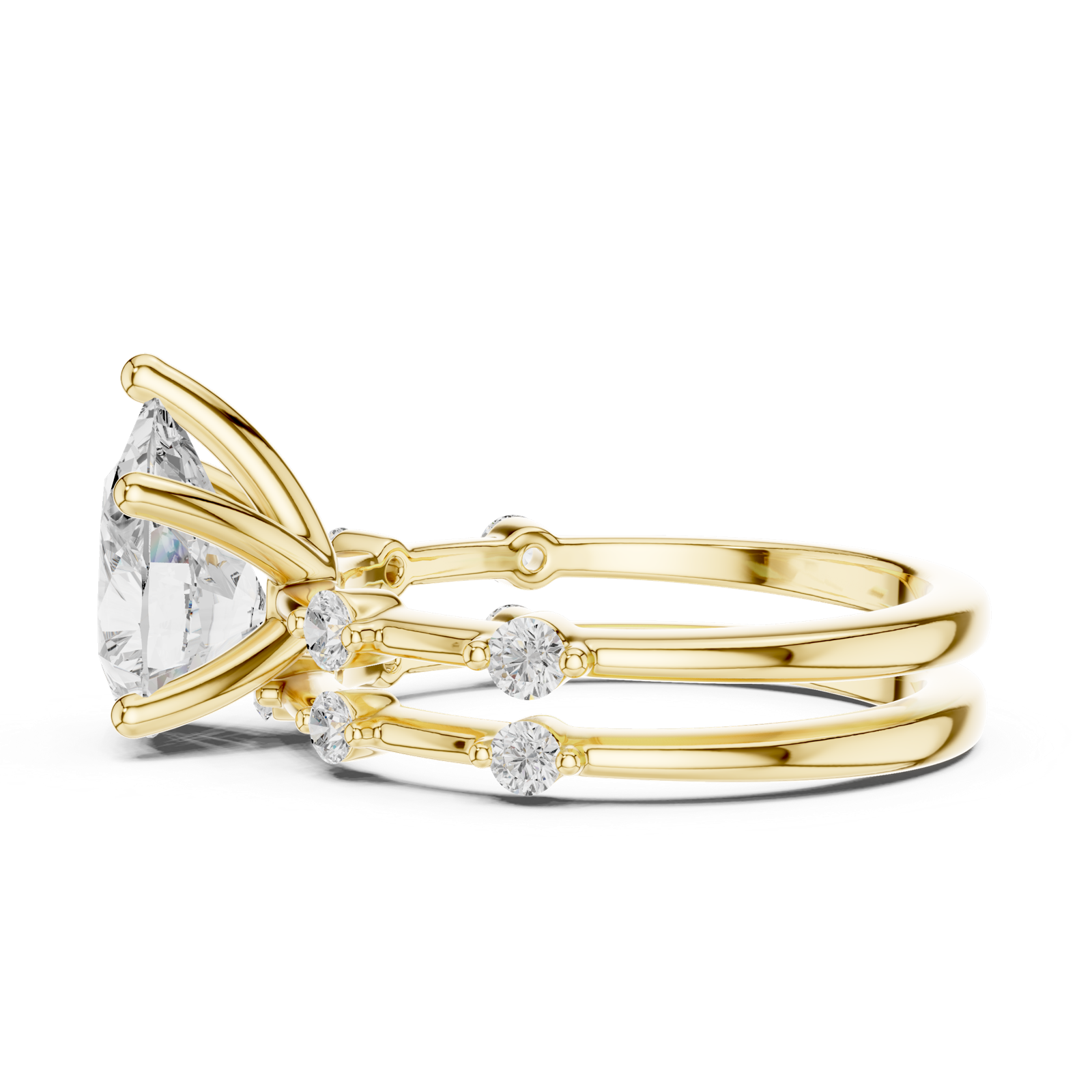 Gold Ring DDLR-441, Pear center stone, Yellow Gold, view 3