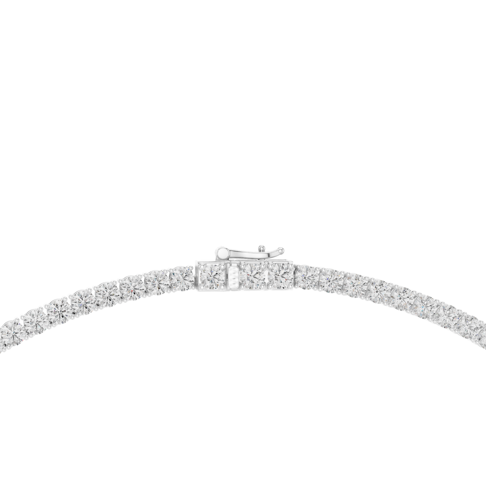 14K Solid Gold Lab Diamond Tennis Necklace, White Gold, view 4