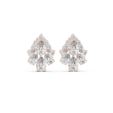 14K Solid Gold Lab Diamond Cluster Earrings, Rose Gold