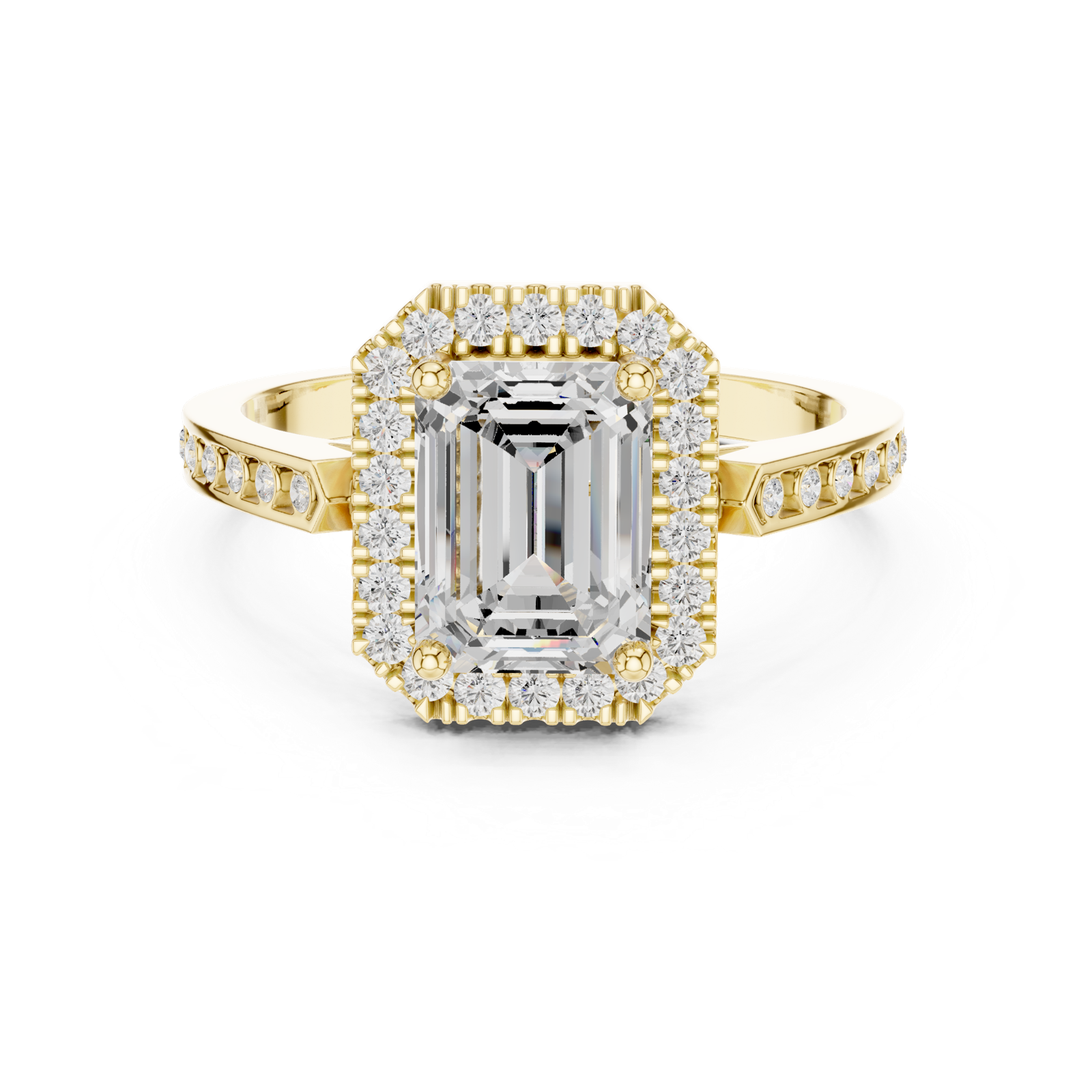 Gold Ring DDLR-349, Emerald center stone, Yellow Gold, view 4