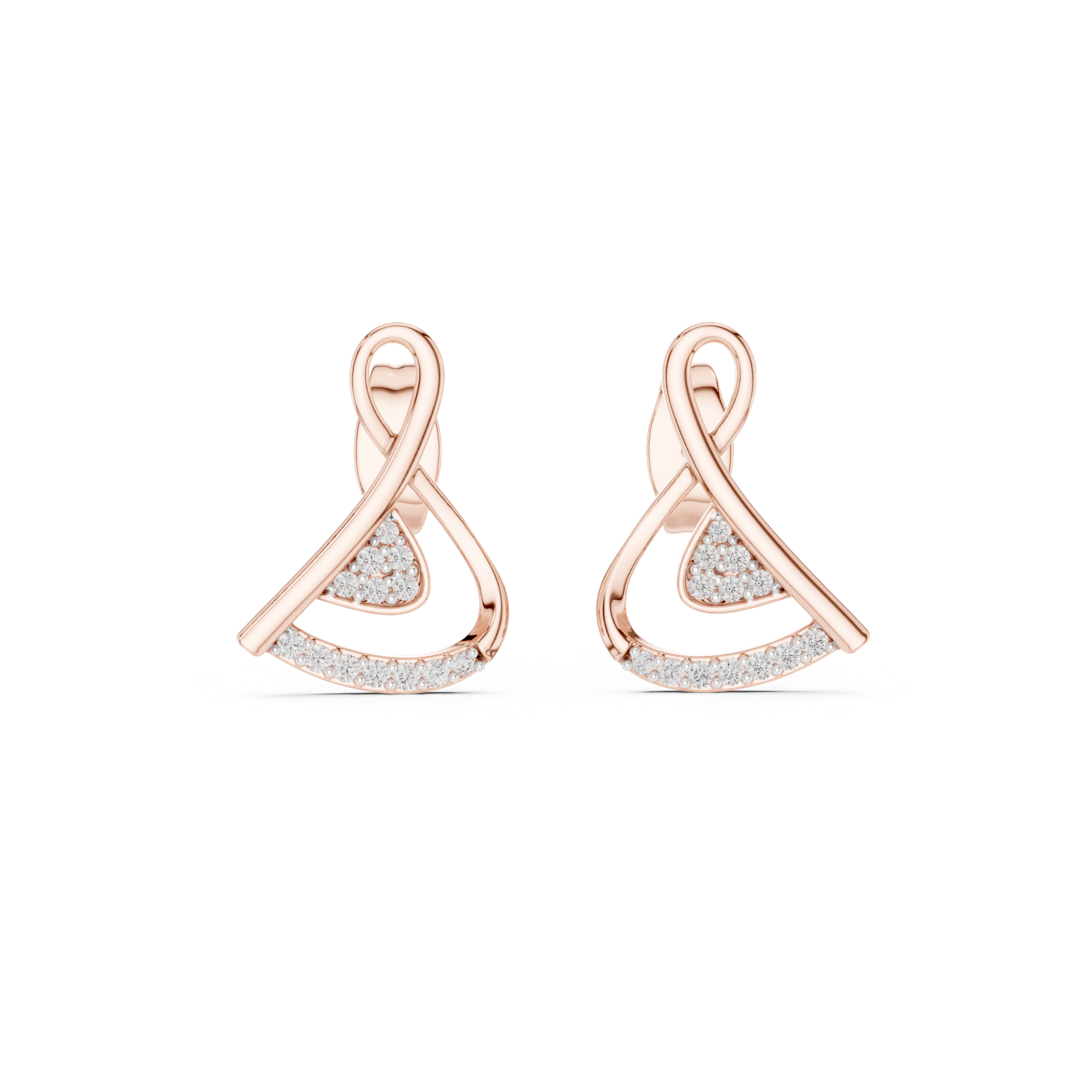 Gold Earrings 12-10028@E, Rose Gold