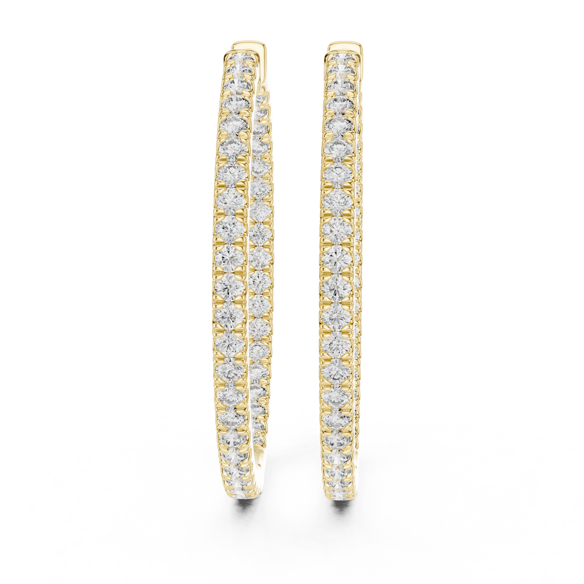 14K Solid Gold Lab Diamond Huggie Earrings, Yellow Gold, view 1