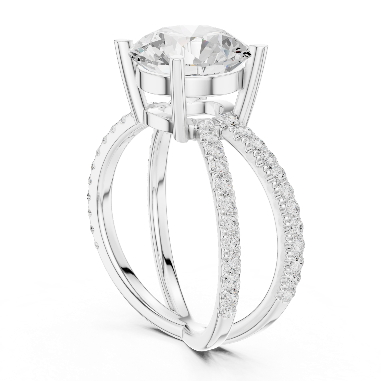 Gold Jewelry L36-25, Round center stone, White Gold, view 1
