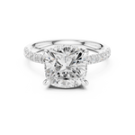 Gold Ring, Cushion center stone, White Gold, view 4