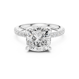 Gold Ring, Cushion center stone, White Gold, view 4