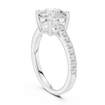 Gold Ring DDLR-039, Round center stone, White Gold, view 1