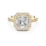 Gold Ring, Asscher center stone, Yellow Gold, view 4