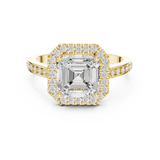 Gold Ring, Asscher center stone, Yellow Gold, view 4