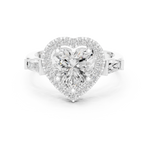 Gold Ring DDLR-342, Heart center stone, White Gold, view 4