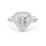 Gold Ring DDLR-342, Heart center stone, White Gold, view 4