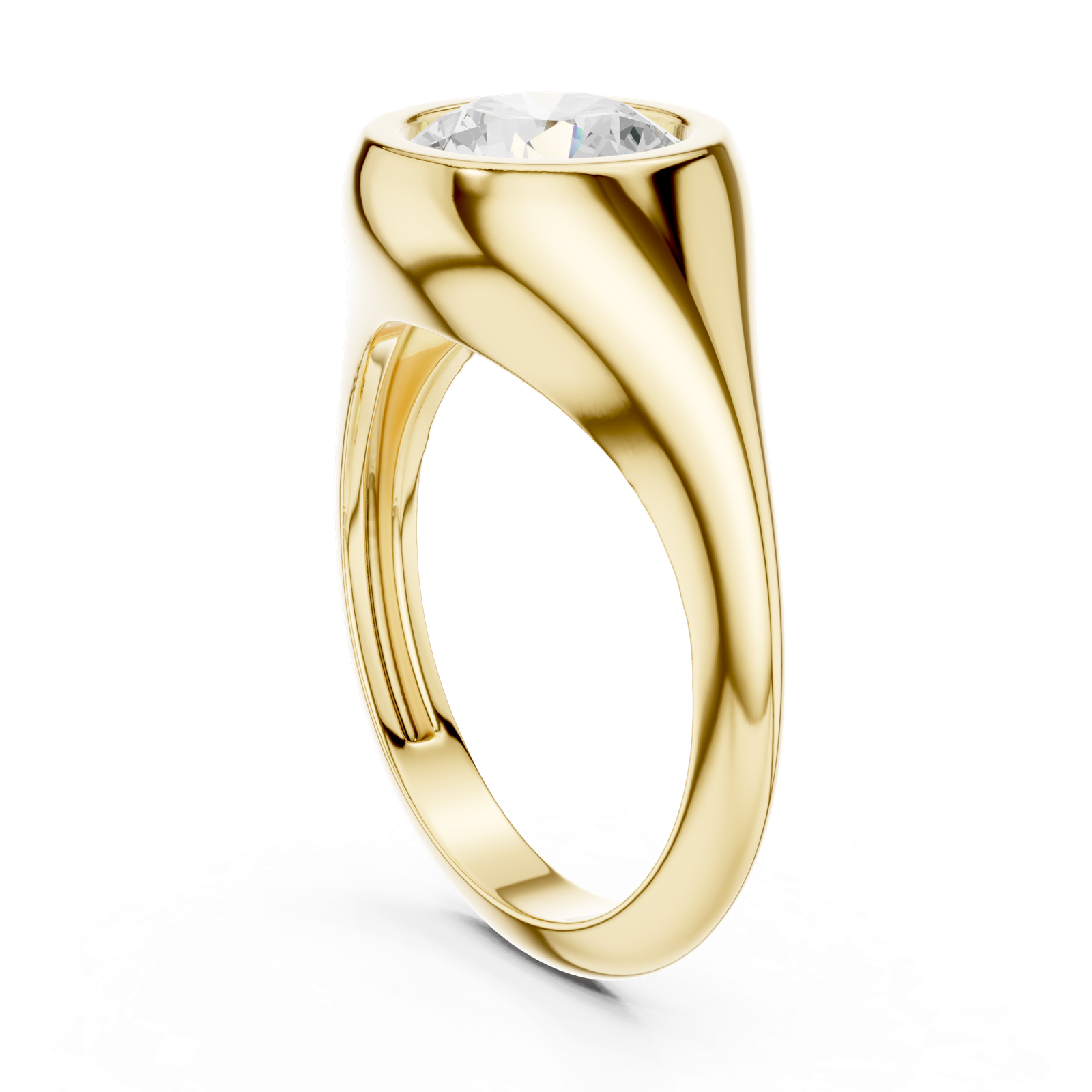 Gold Jewelry L36-4, Round center stone, Yellow Gold, view 1