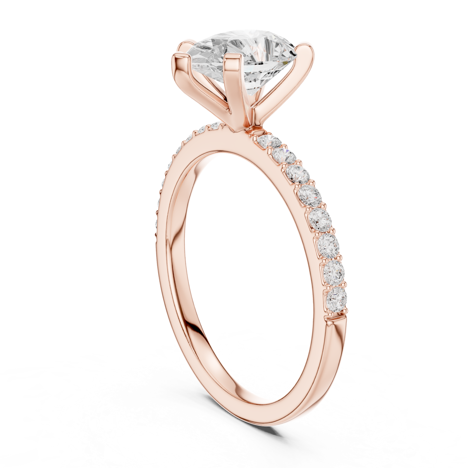Gold Ring DDLR-040, Pear center stone, Rose Gold, view 1