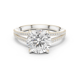 Gold Ring DDLR-252, Round center stone, White Gold
