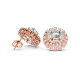 14K Solid Gold Lab Diamond Halo Earrings, Rose Gold, view 1