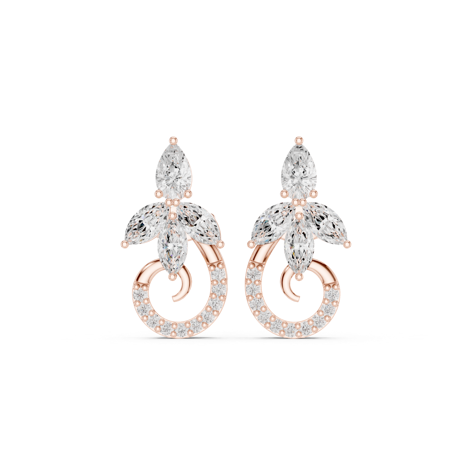 Gold Earrings Earring, Rose Gold, view 4