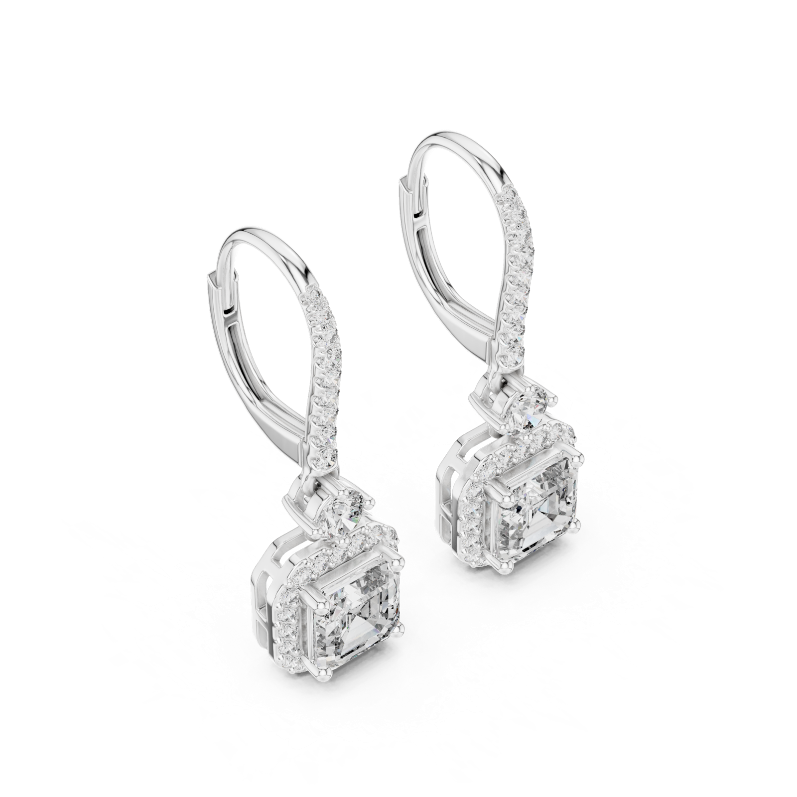 Gold Earrings 9-10001E_23, White Gold, view 2