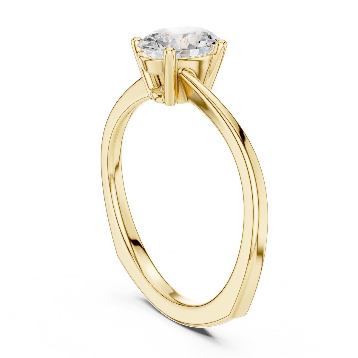 14K Solid Gold Lab Diamond Solitaire Ring, Yellow Gold, view 1