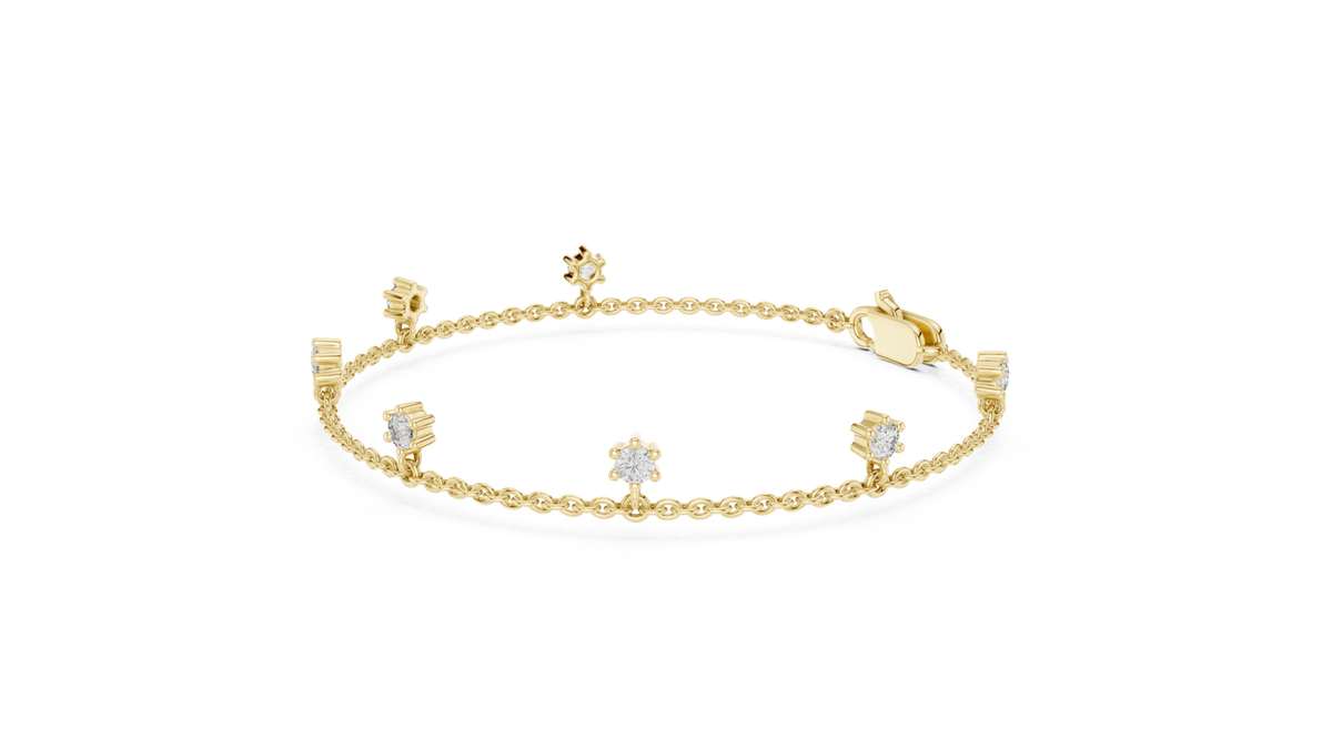 14K Solid Gold Lab Diamond Bracelet, Yellow Gold, view 1