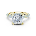 Gold Ring DDLR-260, Cushion center stone, Yellow Gold