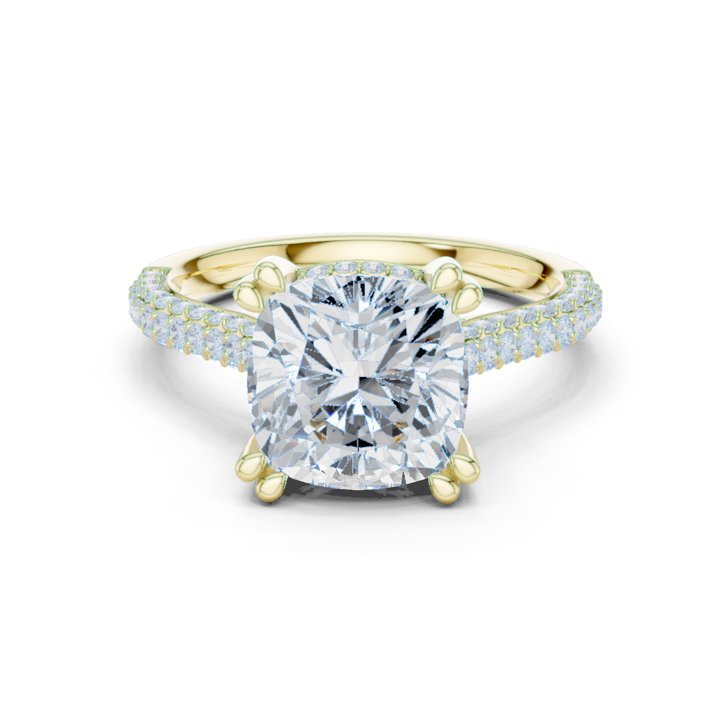 Gold Ring DDLR-260, Cushion center stone, Yellow Gold