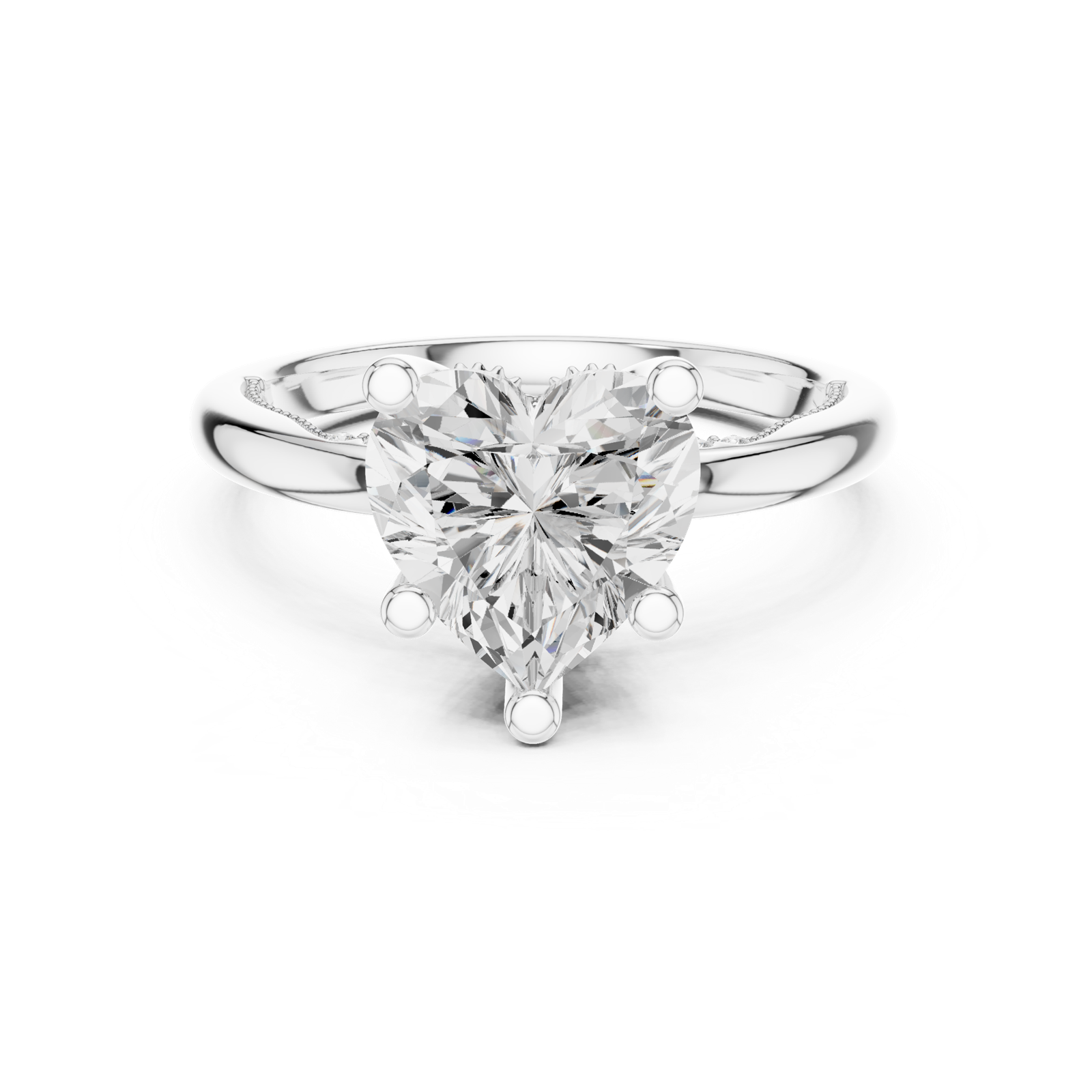 Gold Ring DDLR-175, Heart center stone, White Gold, view 4