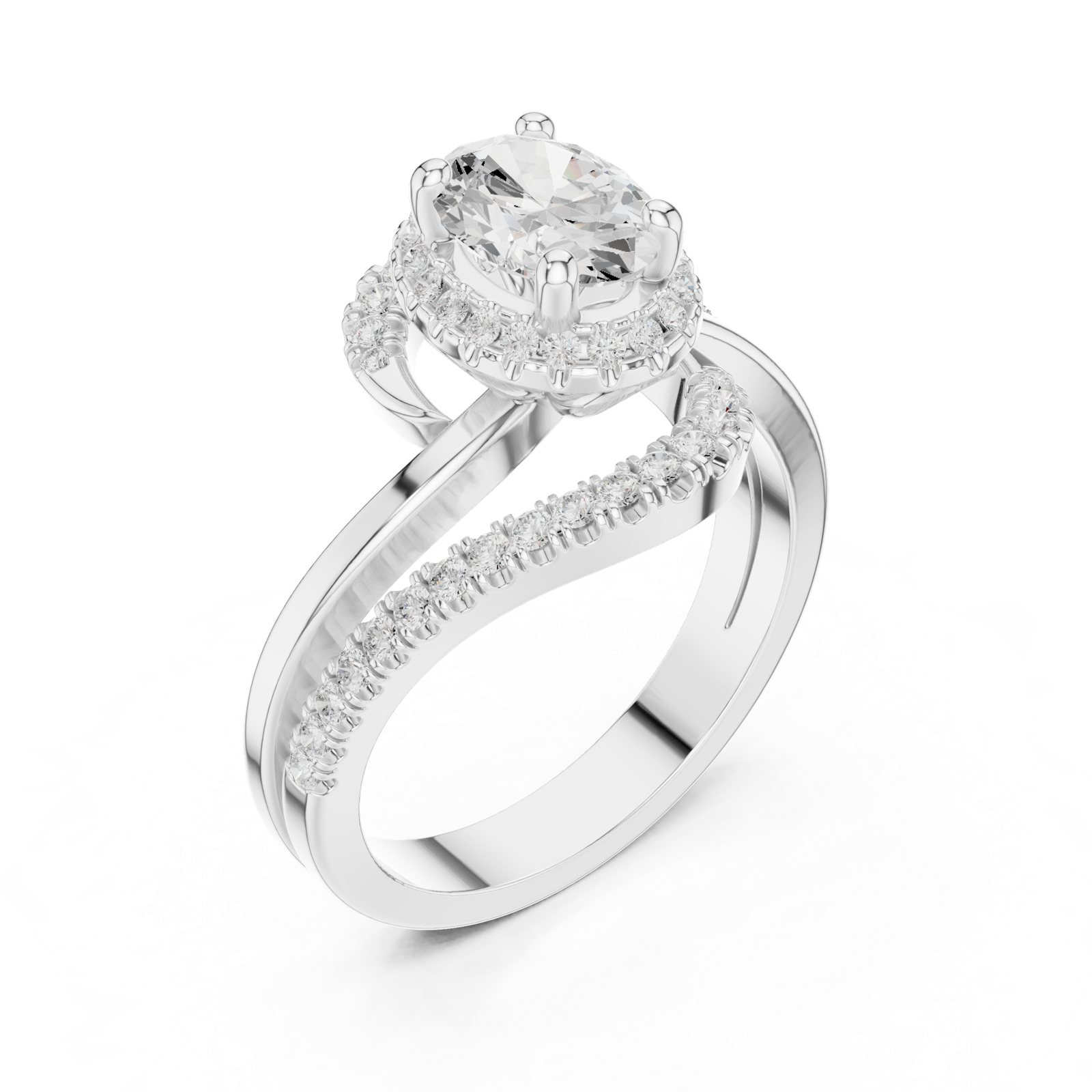 Gold Ring DDLR-319, White Gold, view 2