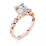 Gold Ring, Emerald center stone, Rose Gold, view 2