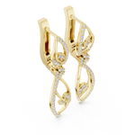 14K Solid Gold Lab Diamond Leaf Drop Earrings, Yellow Gold, view 2