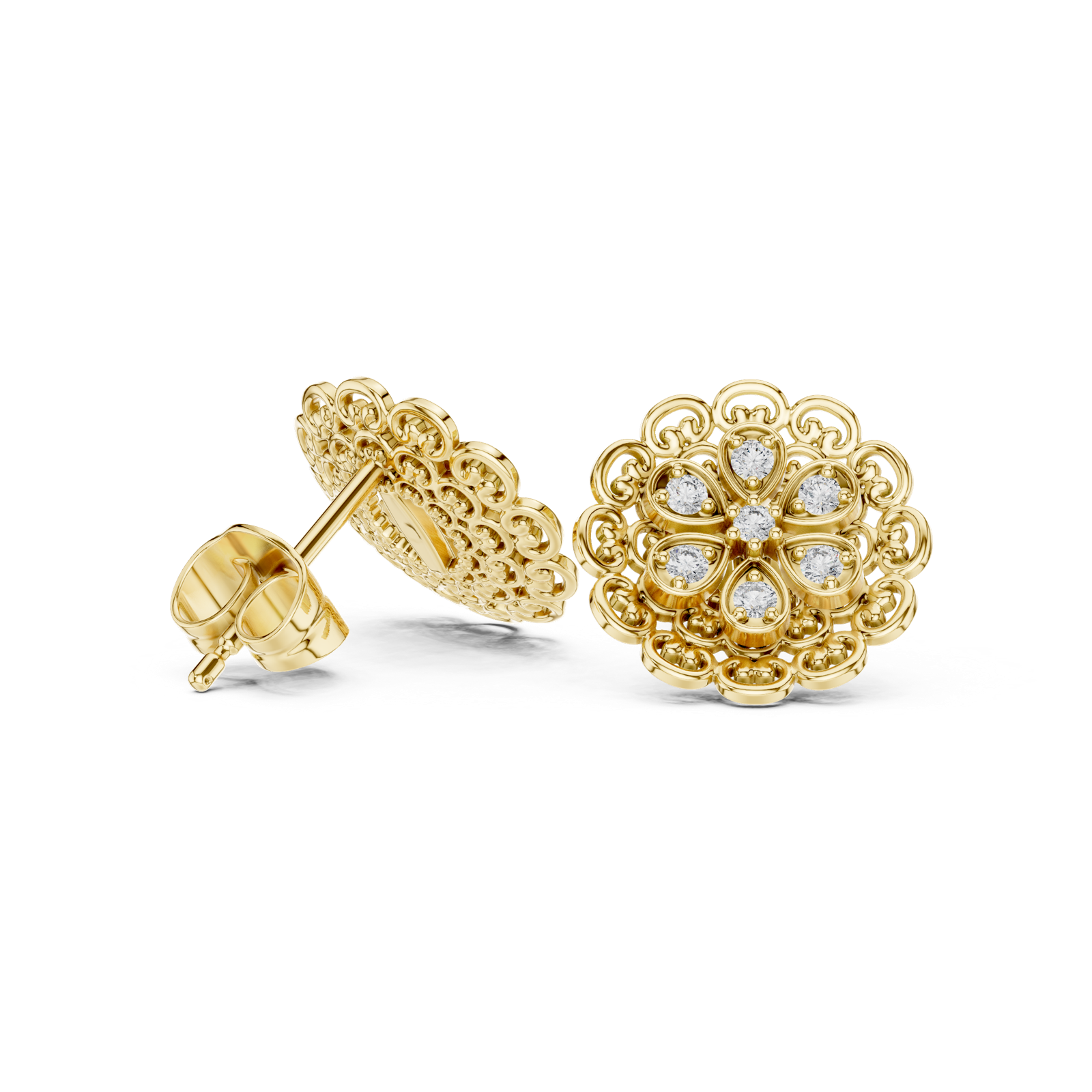 Gold Earrings 9-10072E, Yellow Gold, view 1