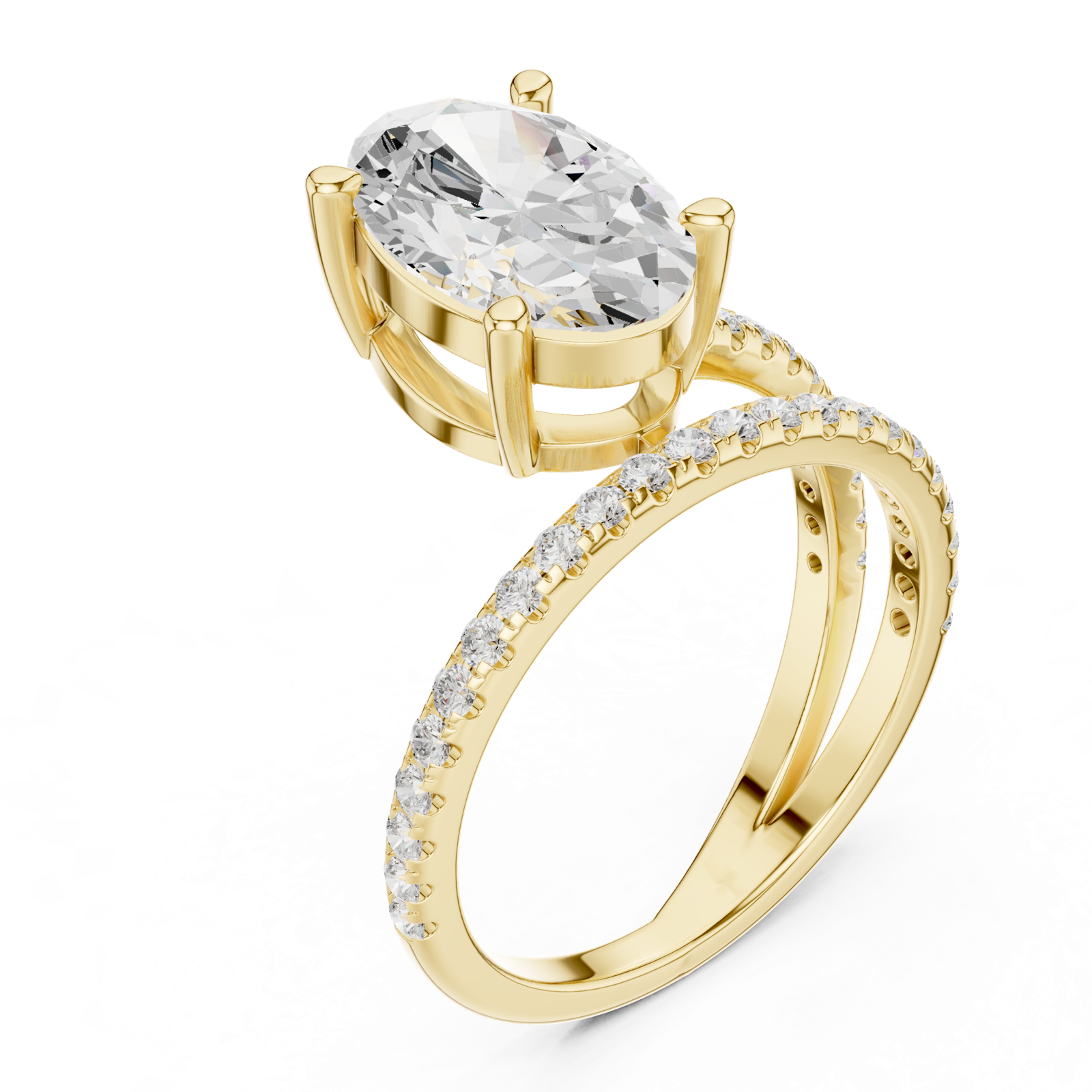 Gold Jewelry L35-39, Oval center stone, Yellow Gold, view 2