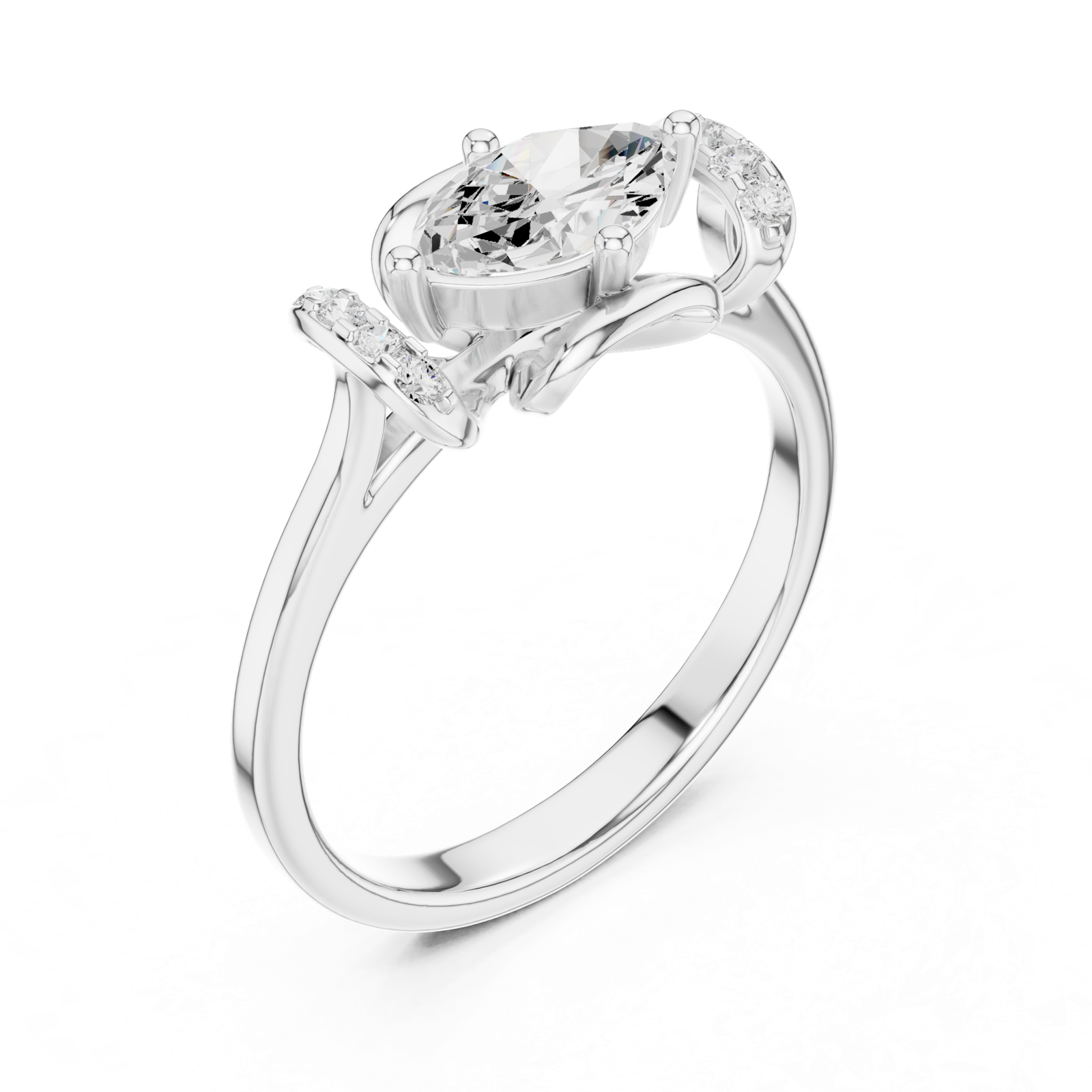 Gold Ring DDLR-509, White Gold, view 2