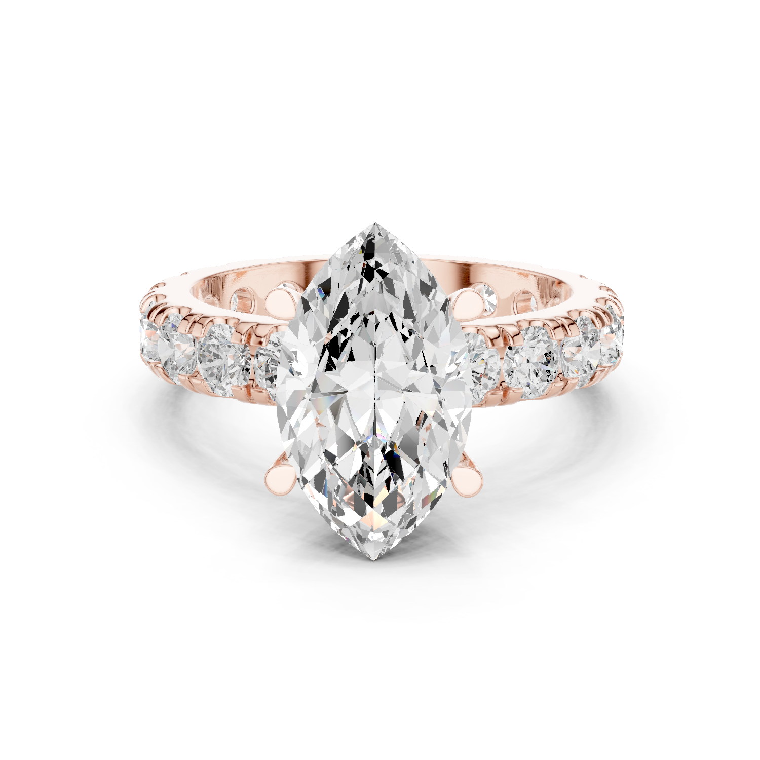 Gold Jewelry L35-63, Marquise center stone, Rose Gold