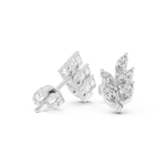 14K Solid Gold Lab Diamond Leaf Cluster Earrings, White Gold, view 1