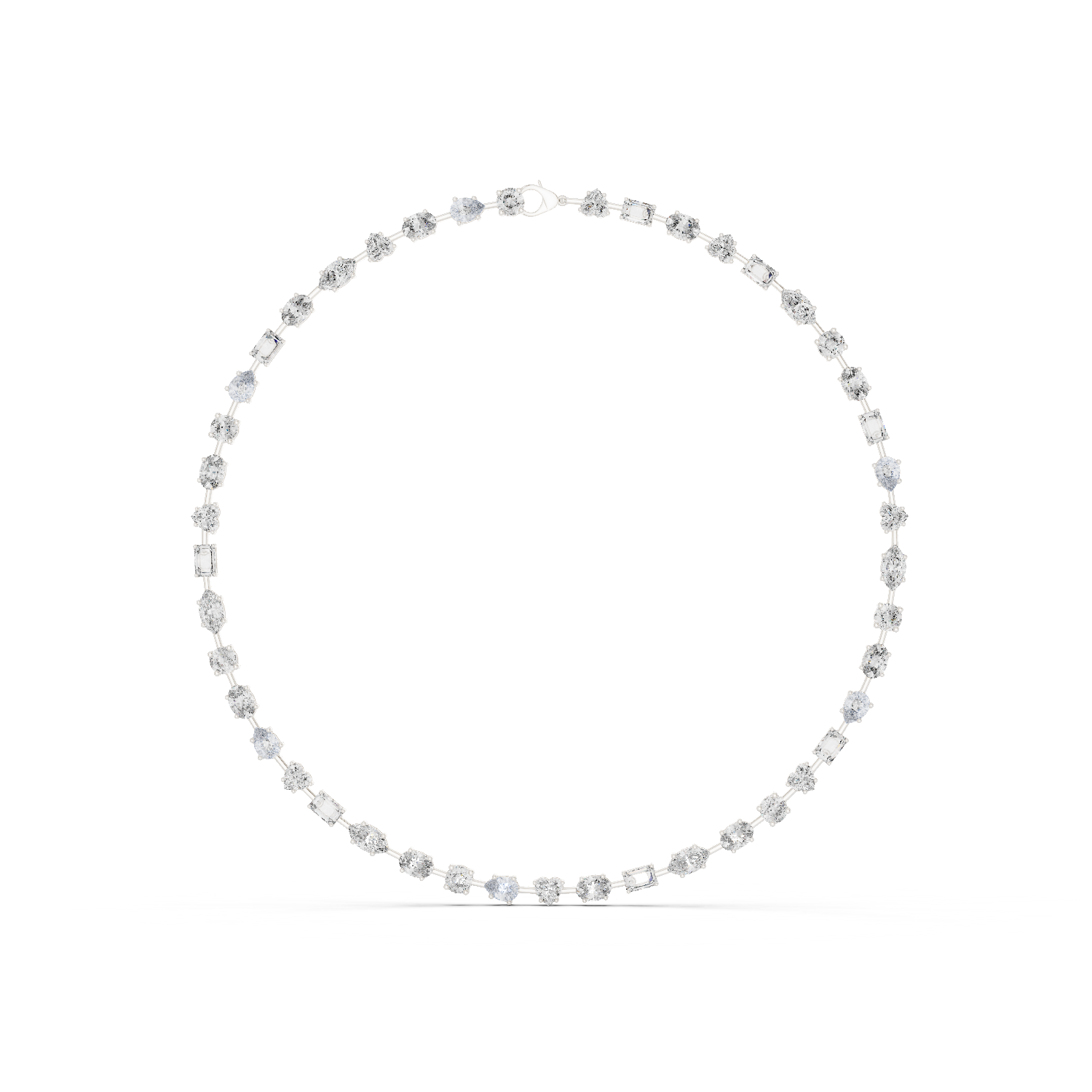 14K Solid Gold Lab Diamond Tennis Necklace, White Gold