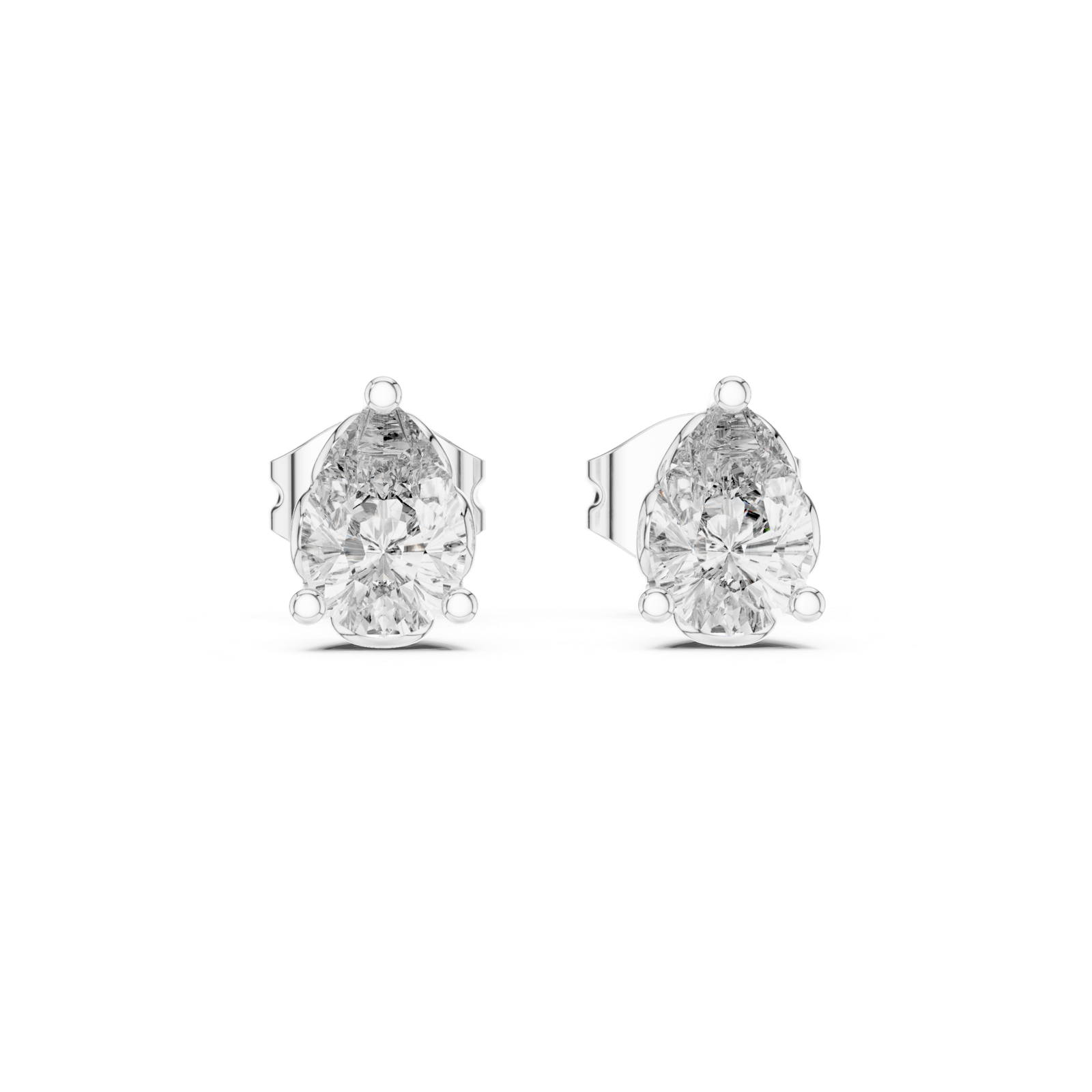 14K Solid Gold Lab Diamond Stud Earrings, White Gold