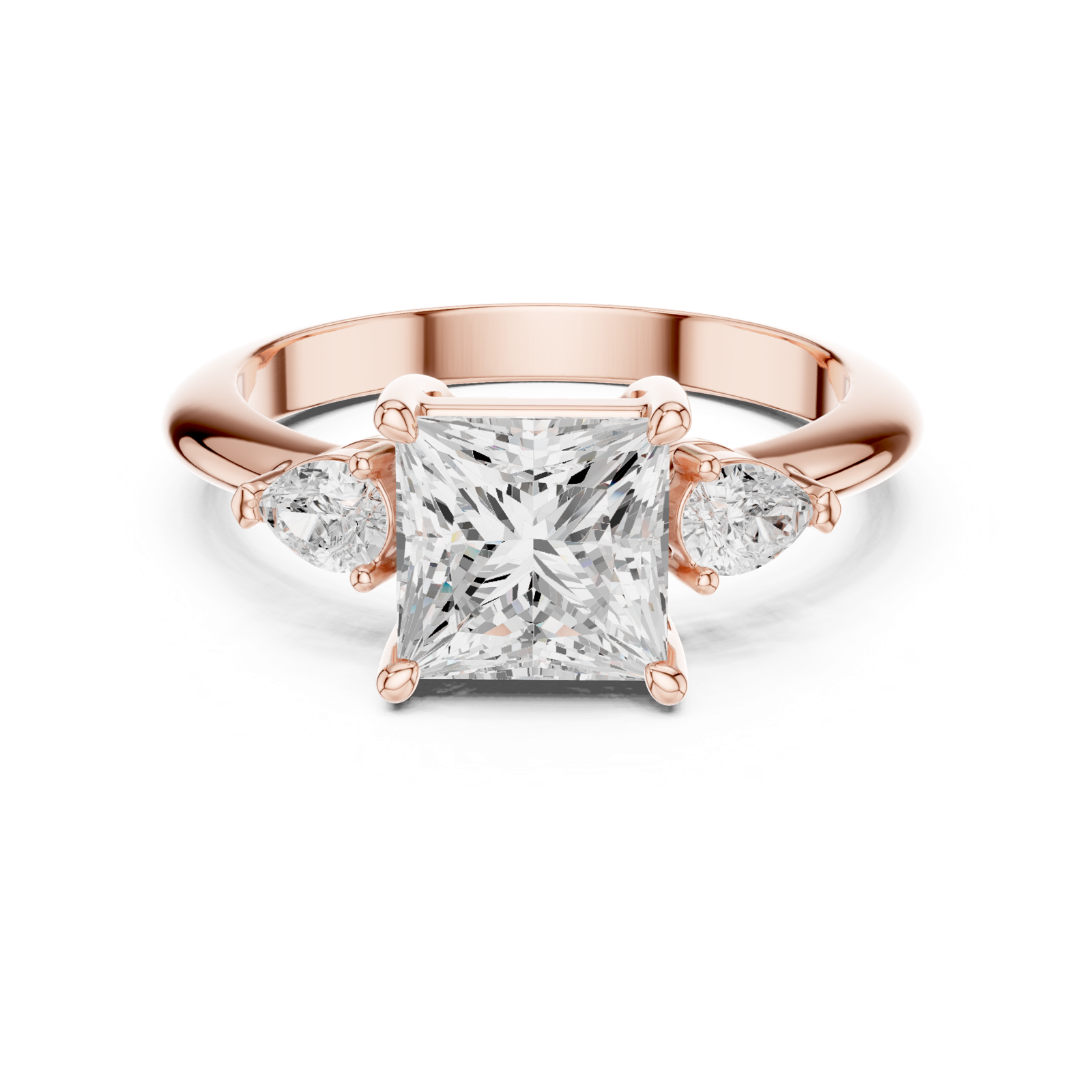 Gold Jewelry L35-66, Princess center stone, Rose Gold, view 4