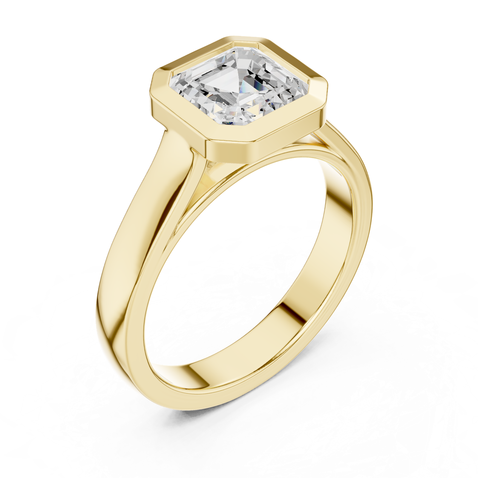 Gold Jewelry L36-3, Asscher center stone, Yellow Gold, view 2