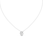 14K Solid Gold Lab Diamond Halo Pendant Necklace, White Gold, view 4